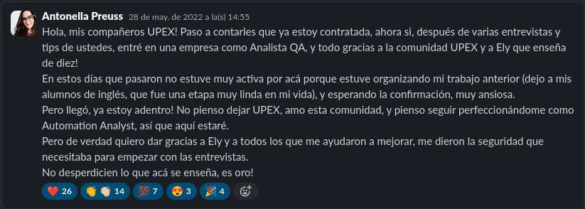 Testimonio de estudiante UPEX