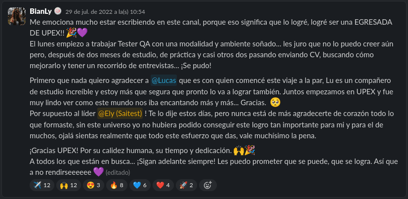 Testimonio de estudiante UPEX