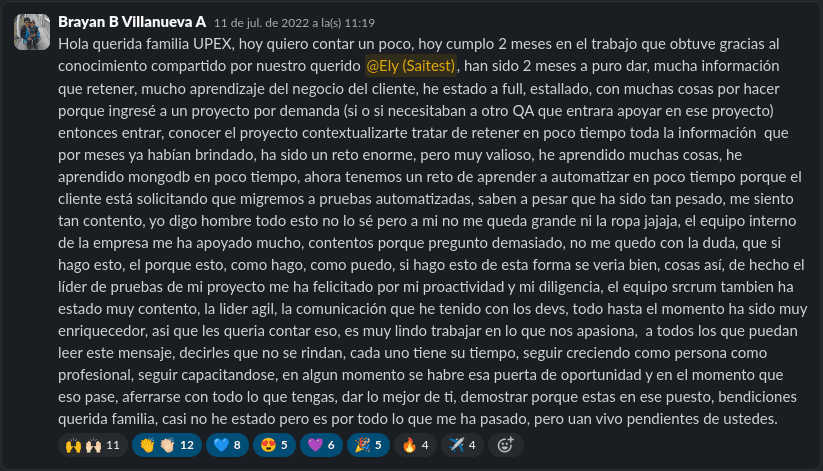 Testimonio de estudiante UPEX