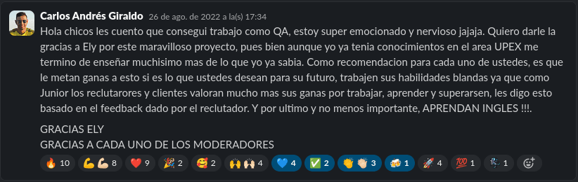 Testimonio de estudiante UPEX