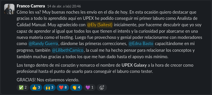 Testimonio de estudiante UPEX