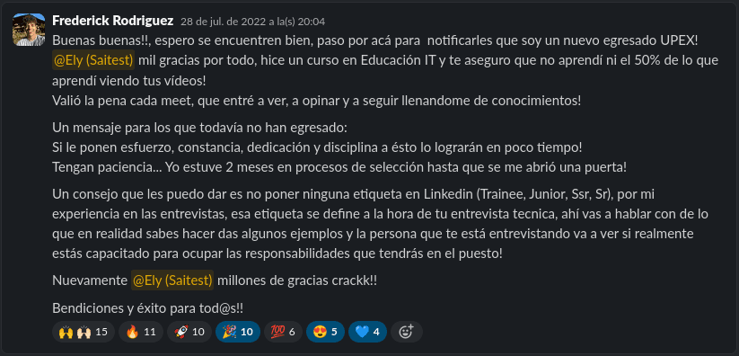 Testimonio de estudiante UPEX