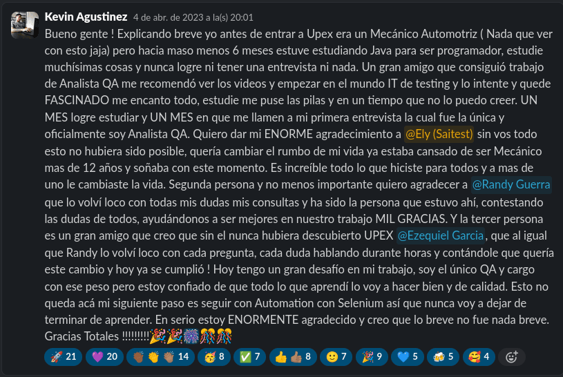 Testimonio de estudiante UPEX