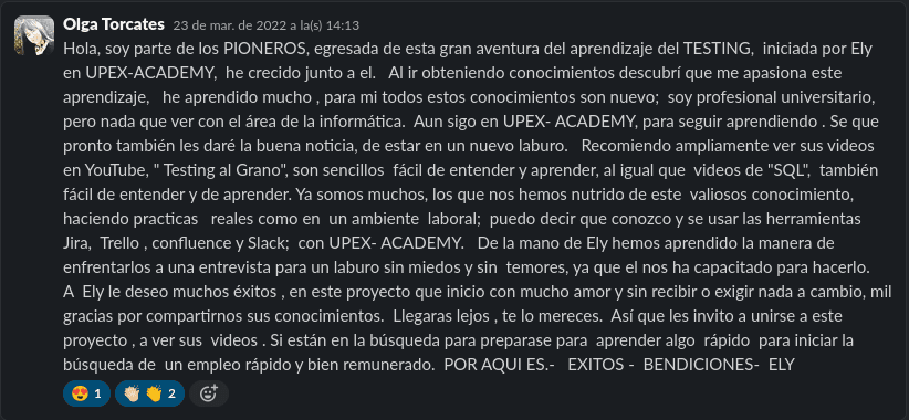 Testimonio de estudiante UPEX