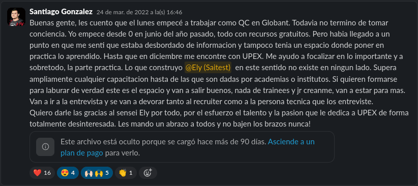 Testimonio de estudiante UPEX